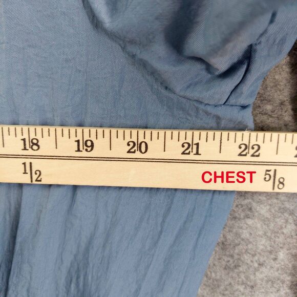 Soft Surroundings Nylon Utility Jacket Sz L Blue Zip Snap Lightweight Raincoat - Picture 4 of 13